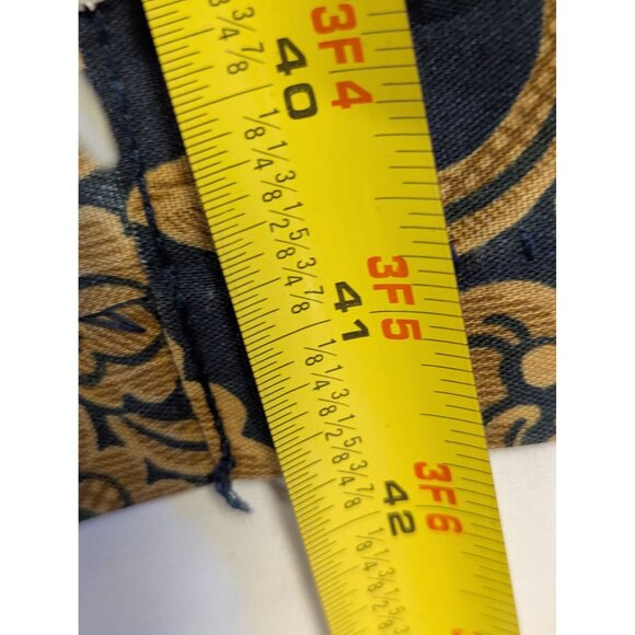 JCPenney Vintage Curtain Panels Set Of 2 Gold Baroque Print On Blue & Green Stri - Picture 5 of 7